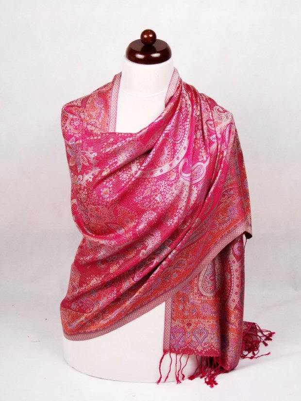 Hedvábná šála Super velká v barvě magenta