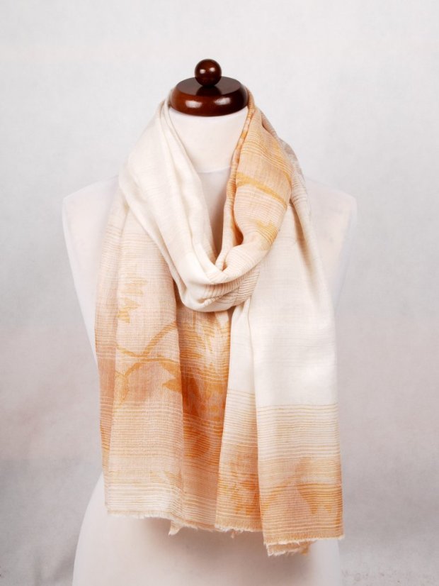 Kaschmirische Pashmina exklusiv creme mit Gold und Graubraun