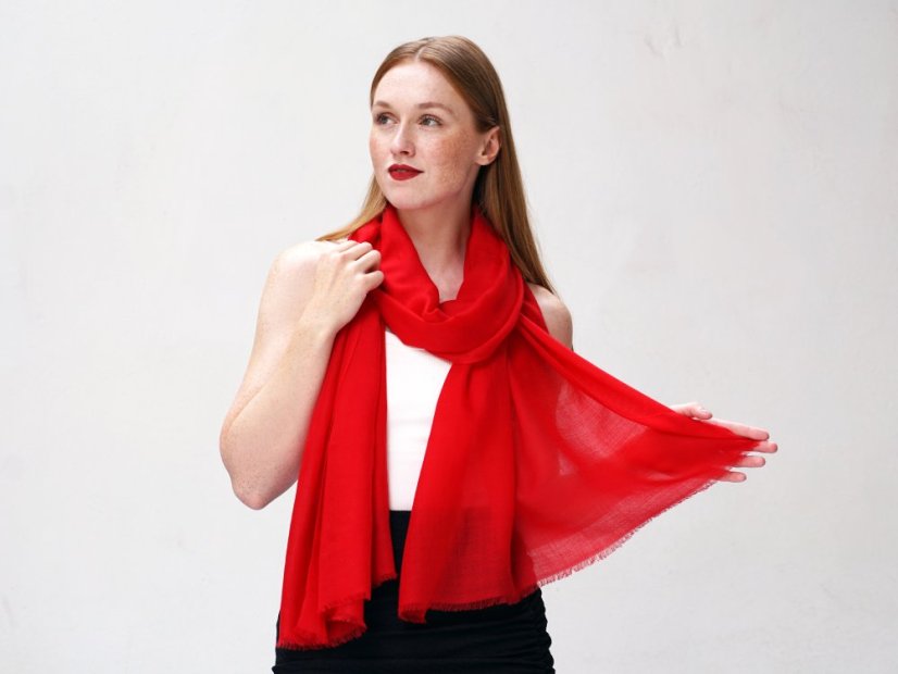 Ring-pashmina exklusiv rot