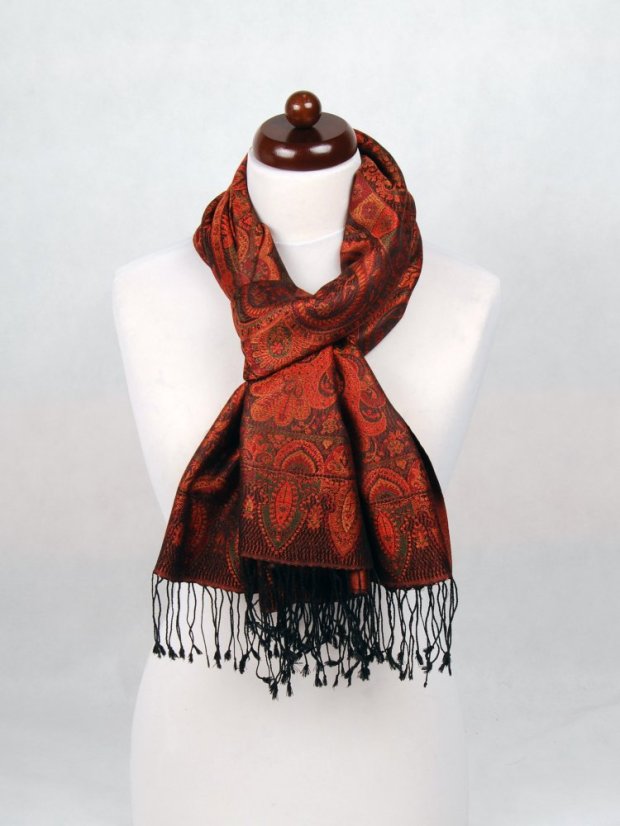 Hodvábny šál Super veľký čierno-medený