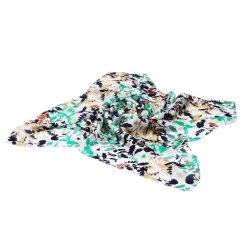 Hedvábný šátek s potiskem světle zeleno-tmavě modro-bílý