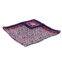 Hedvábný šátek s potiskem světle tyrkysovo-růžovo-tmavě modrý