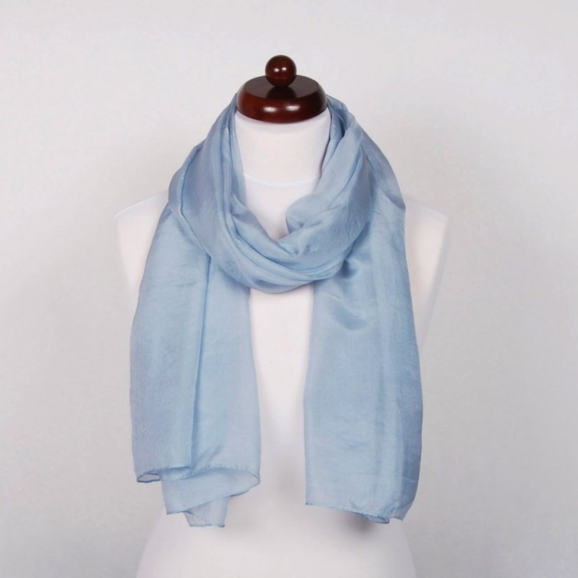 Hedvábná šála velká světle šedomodrá