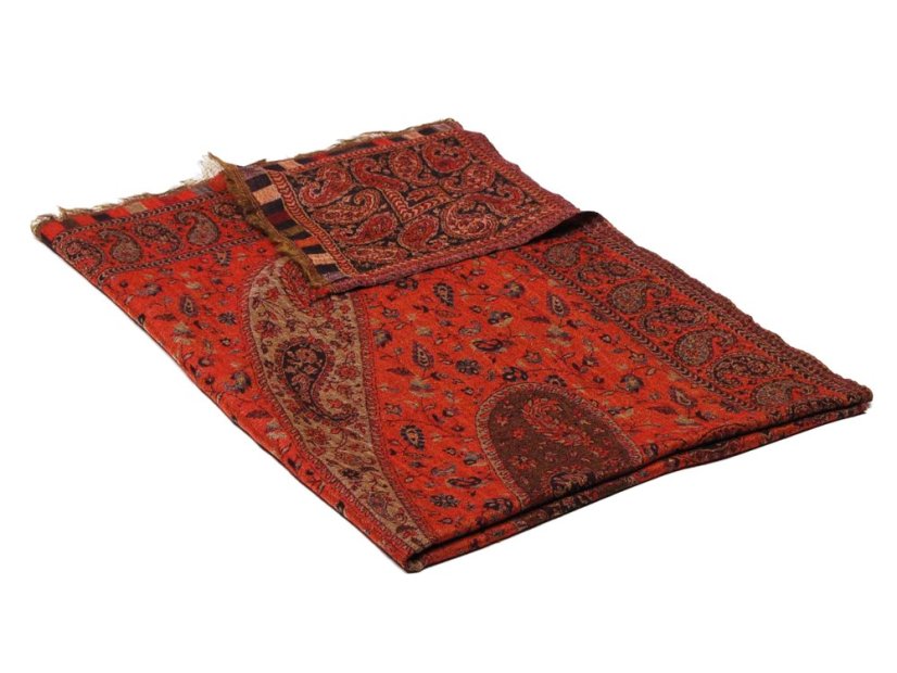 Kaschmirische Pashmina Khani Jamawar exklusiv schwarz-rot