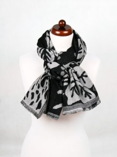 Šála z merino vlny černo-světle šedá