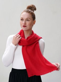 100% kašmírová šála exclusive úzká červená