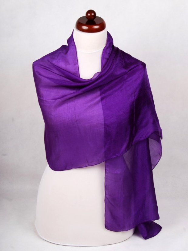 Seidenschal einfarbig dunkellila mit Blau-Stich