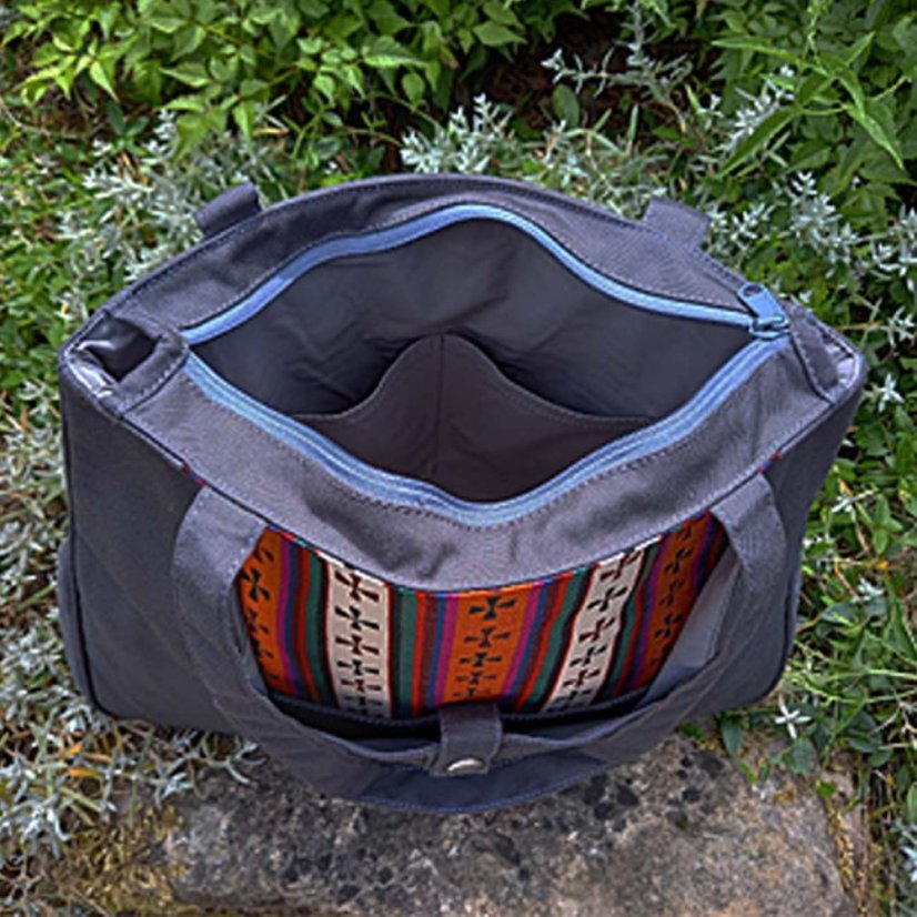 Tibetische Handtasche Tote Samye Druk dunkelgrau