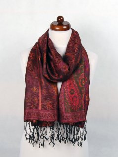 Hodvábny šál Super stredný čierno-medeno-fialový