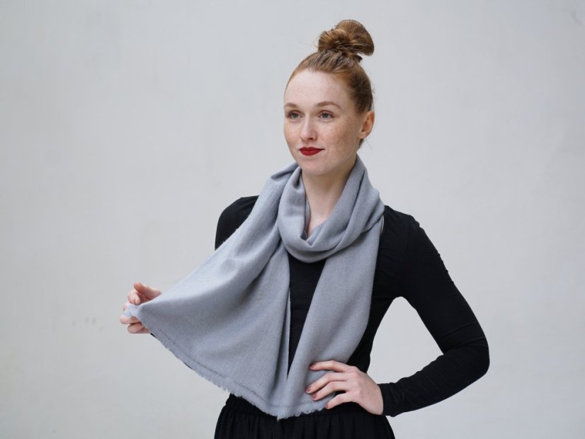 100% Kaschmirschal exklusiv schmal grau