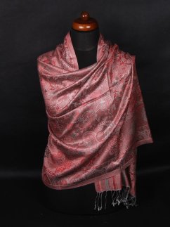 Hedvábná šála Super velká šedá s červenou