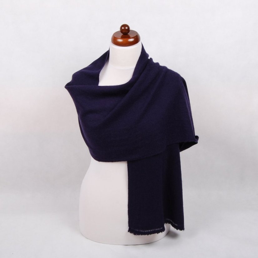 100% kašmírová šála exclusive úzká tmavě fialovomodrá