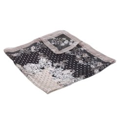 Hedvábný šátek s potiskem černo-šedo-béžový