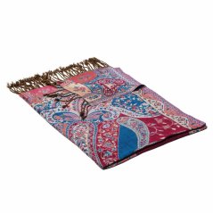 Prostříhávaná šála z viskózy Dekyi s magentou a tyrkysovou