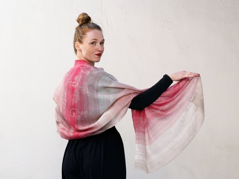 Kaschmirische Pashmina exklusiv mit Dunkelrosa