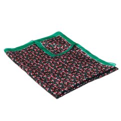 Hodvábny šál s potlačou veľký čiernomodrý s červenou a zelenou farbou