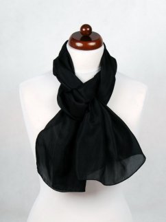Hedvábná šála jednobarevná černá