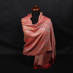 Viskoseschal Kani rot mit Hellblau