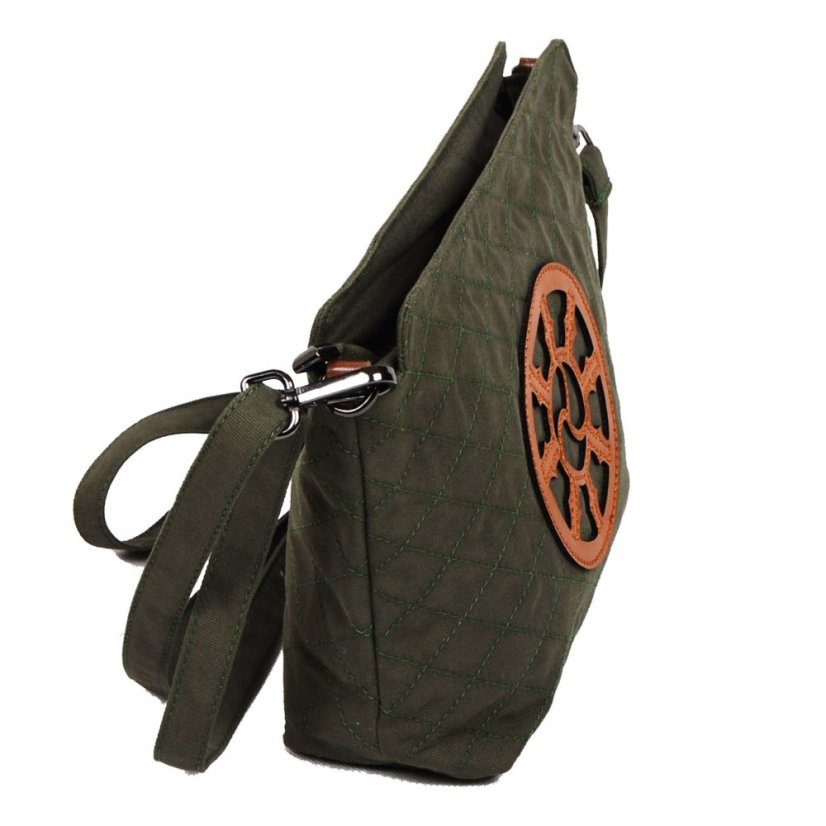 Tibetische Handtasche crossbody Tharpa Khorlo dunkelgrün-grau