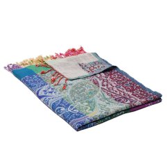 Šál z merino vlny viacfarebný so zelenou farbou