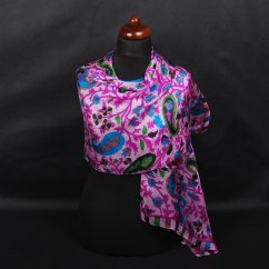 Hodvábny šál s potlačou fialový