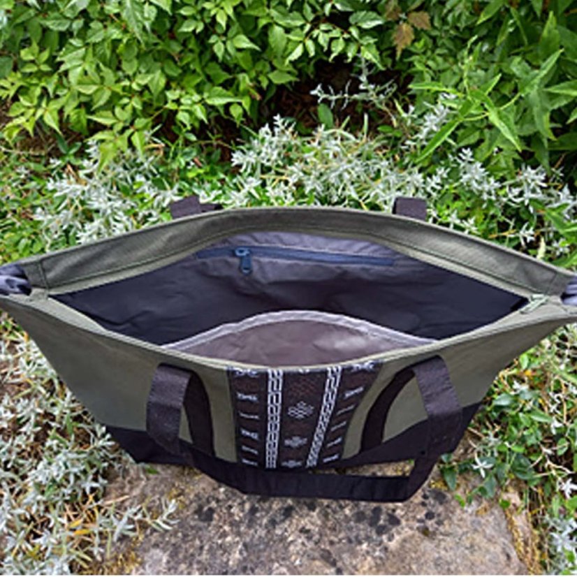 Tibetská kabelka Shopper Thogme Pal šedozelená