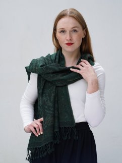 Šála z merino vlny tmavě zelená