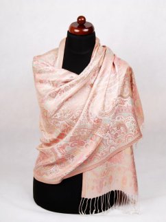 Hodvábny šál Super veľký smotanovo-svetloružová