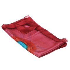 Hedvábná malovaná šála starorůžovo-tmavě červená