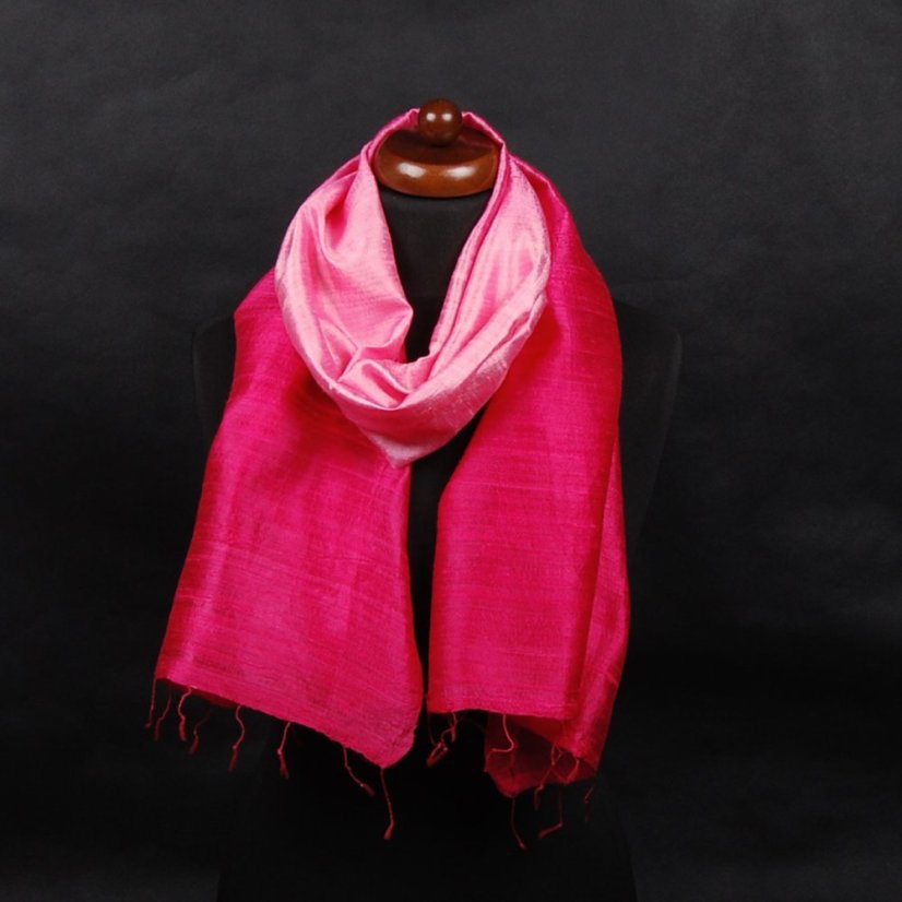 Schal aus Rohseide hellrosa-rosa