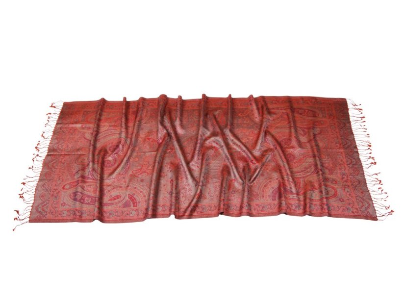 Hodvábny šál Super veľký terakotový s magentou