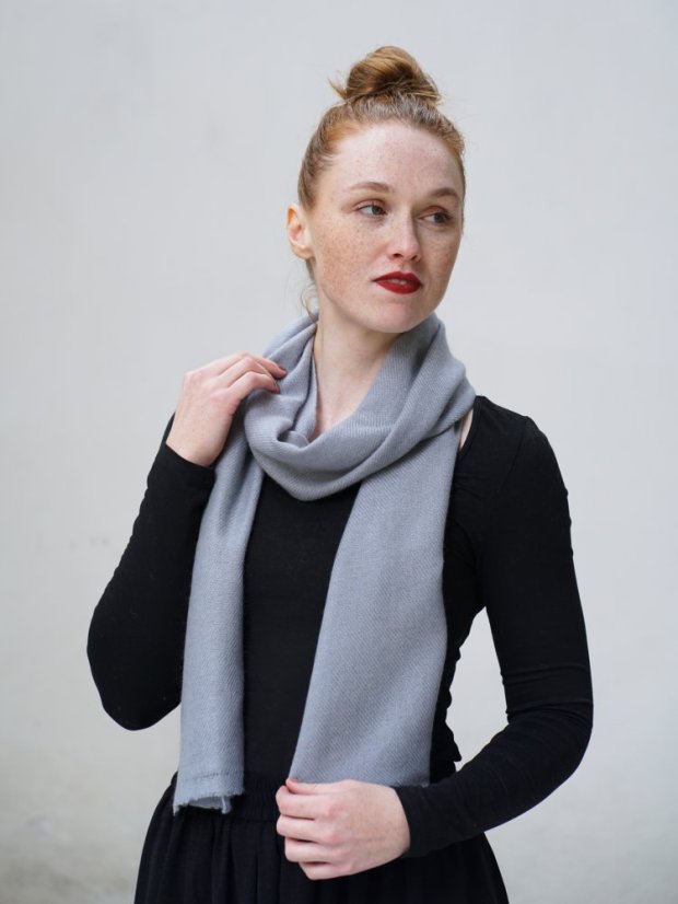 100% Kaschmirschal exklusiv schmal grau