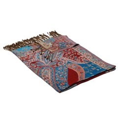 Prostříhávaná šála z viskózy tyrkysovo-červená