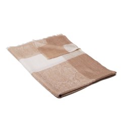 Pashmina aus Kaschmirwolle graubeige mit Cremefarbe
