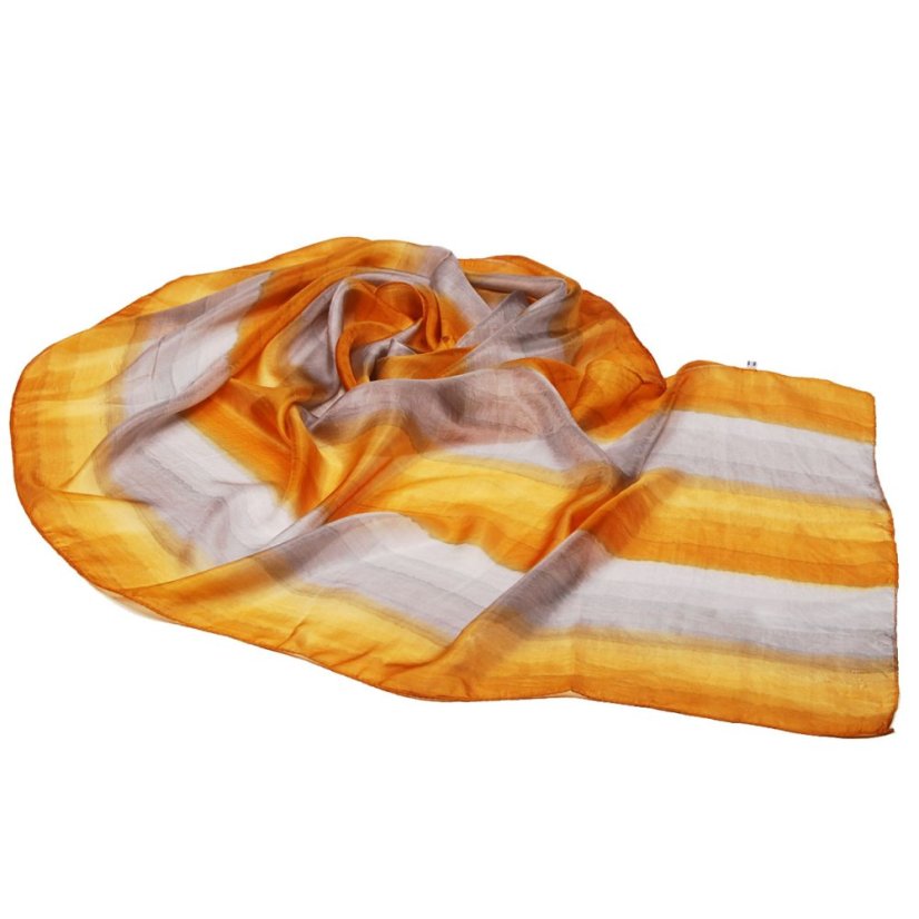 Hedvábná malovaná šála zlato-šedá