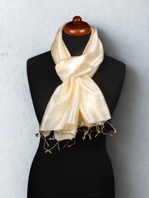 Schal aus Rohseide hellgelb