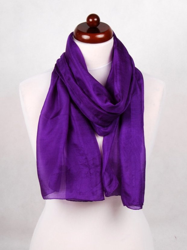 Seidenschal einfarbig dunkellila mit Blau-Stich