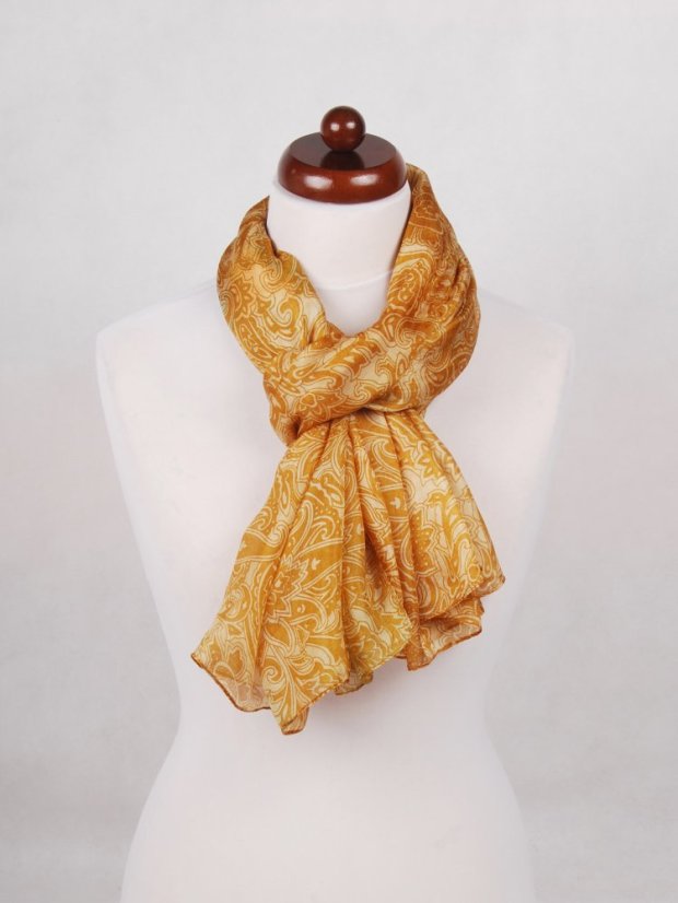 Großer Seidenschal mit ornamentales Muster, gold