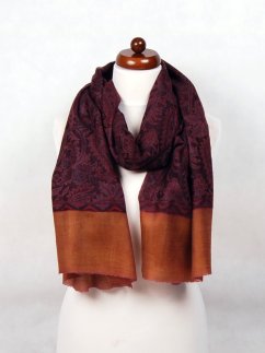 Kaschmirische Pashmina Khani Jamawar exklusiv mit Lila, Schwarz und Braun