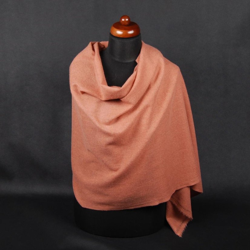 100% Kaschmir-Schal groß braun mit Rosa-Stich