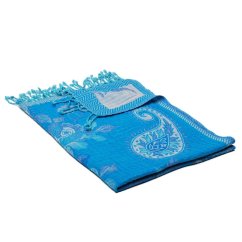 Šála z merino vlny tyrkysová s modrou