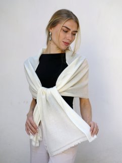 100% Kaschmirschal exklusiv schmal cremefarben