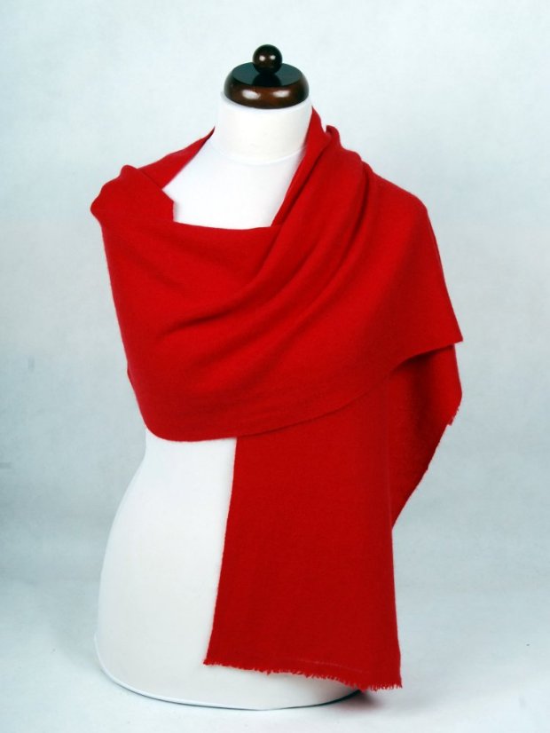 100% kašmírový šál exclusive úzky červený