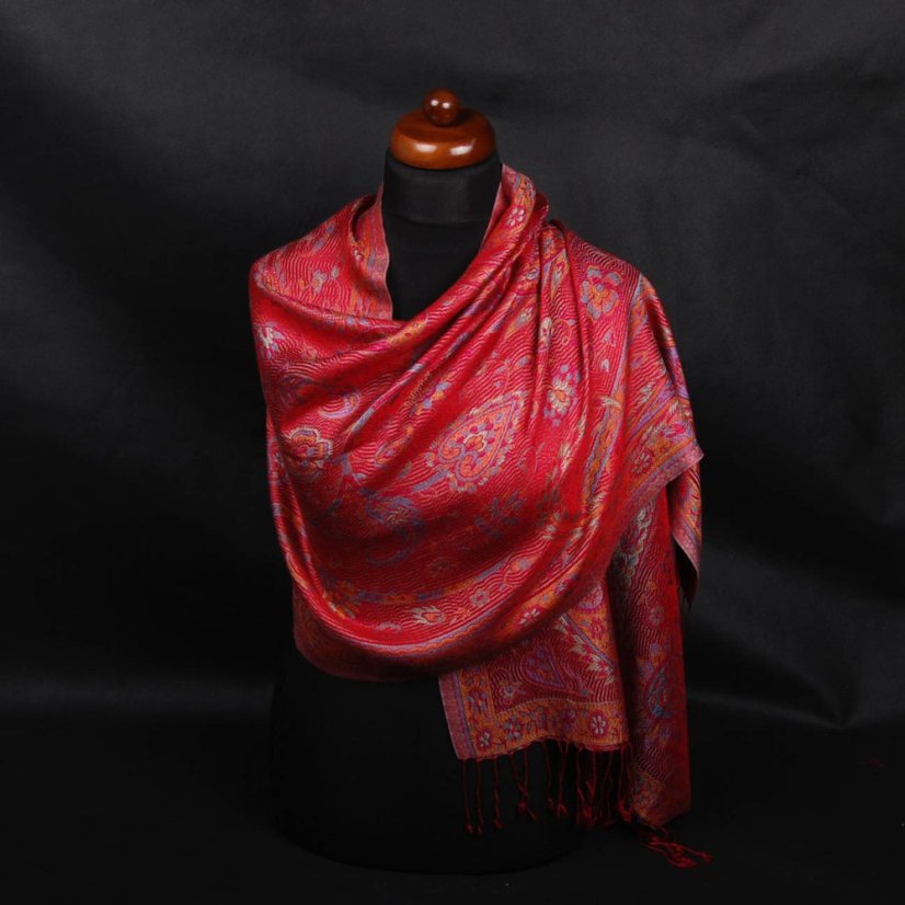 Hedvábná šála Super střední červená s oranžovou