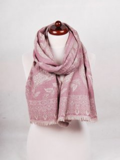 Schal aus Merinowolle hellrosa mit Grau