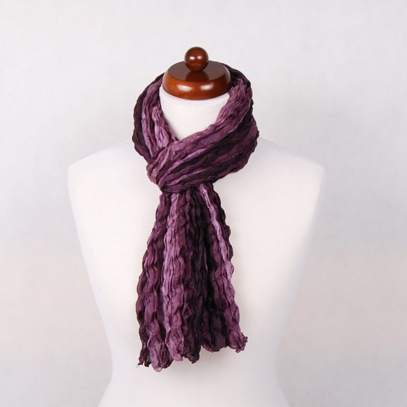 Hodvábny šál pokrčený fialovohnedý