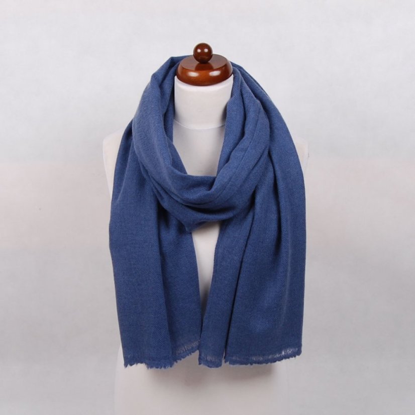 100% kašmírová šála velká šedomodrá