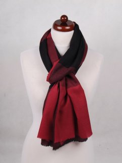 Kašmírská vlněná pašmína exclusive tmavě červeno-černá