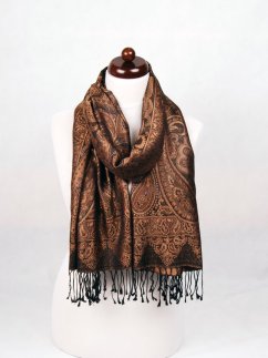 Hedvábná šála Super velká černo-hnědá