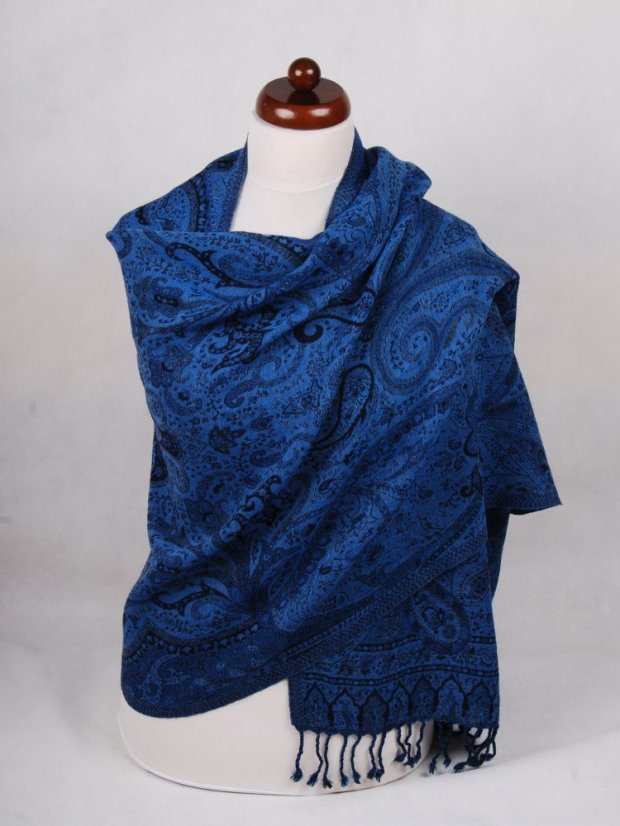 Schal aus Merinowolle blau